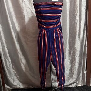 Striped Strapless Women's Jumpsuit